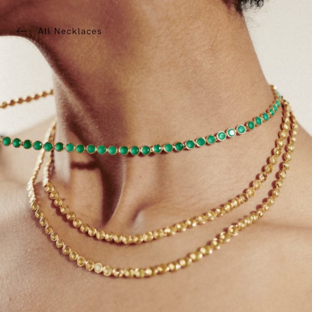 ‼️SOLD!!‼️Monica Vinader x Kate Young Green Onyx Tennis Necklace 18K Vermeil - Picture 9 of 13
